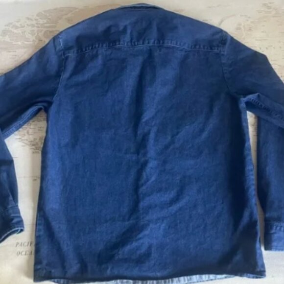 A.P.C. LOGO SHIRT Denim Long Sleeve Size Small - Picture 3 of 8